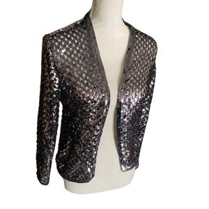 MARSHALL ROUSSO LAS VEGAS Women’s Shimmery Gray Cardigan Size 8